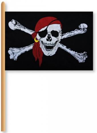 Drapeau Pirate 90 x 60 cm sur Baton